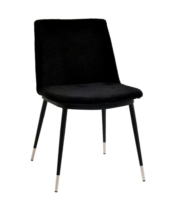 EVORA BLACK VELVET CHAIR - SILVER LEGS (SET OF 2)