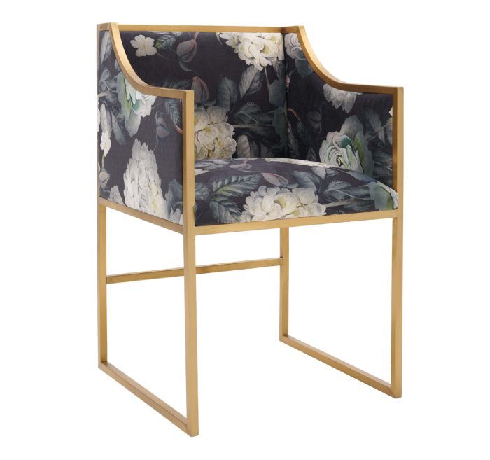 ATARA FLORAL VELVET GOLD CHAIR