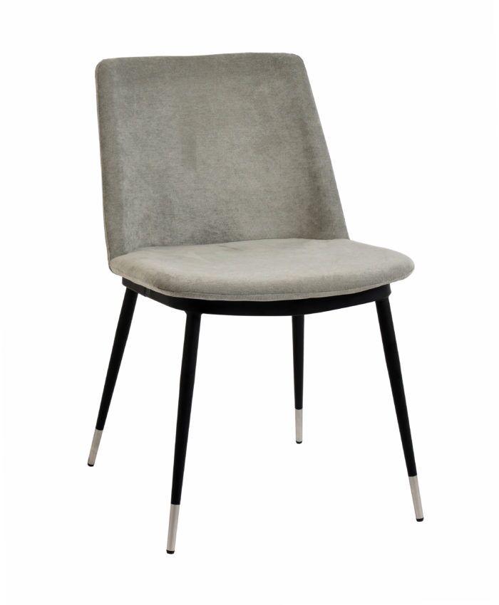 EVORA GREY VELVET CHAIR - SILVER LEGS (SET OF 2)