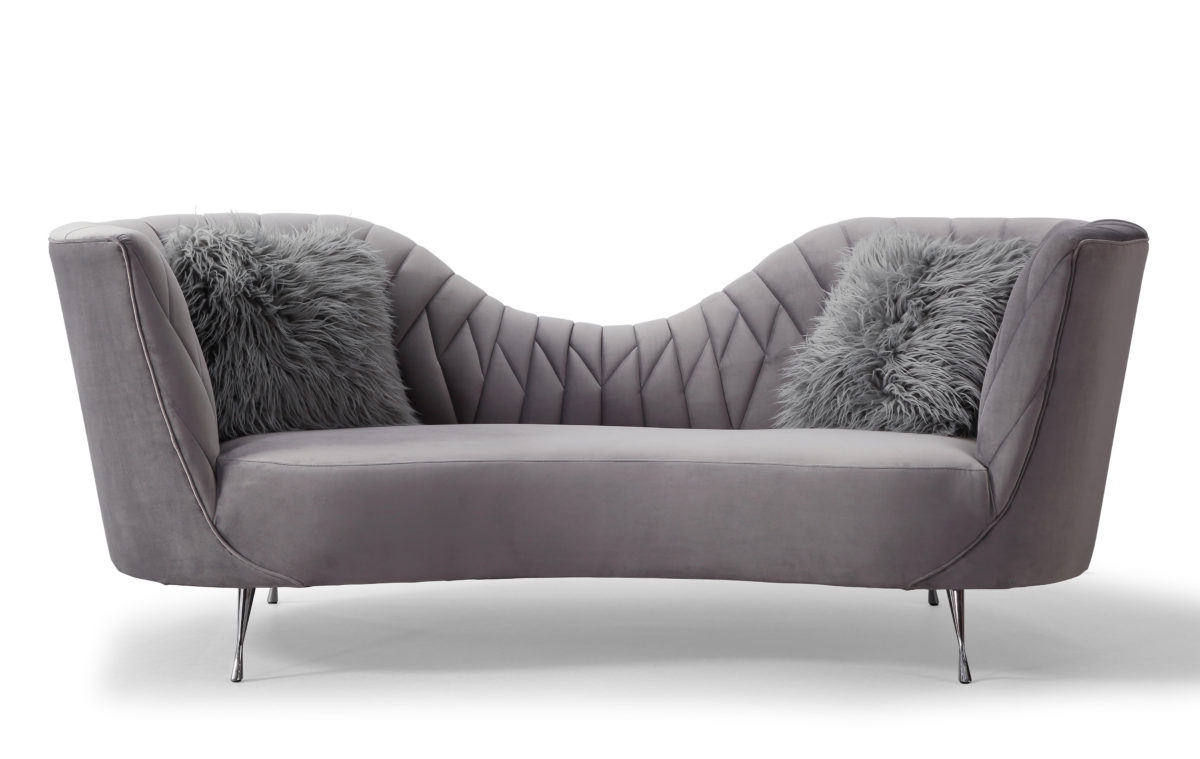 EVA GREY VELVET SOFA - Michele Pelafas