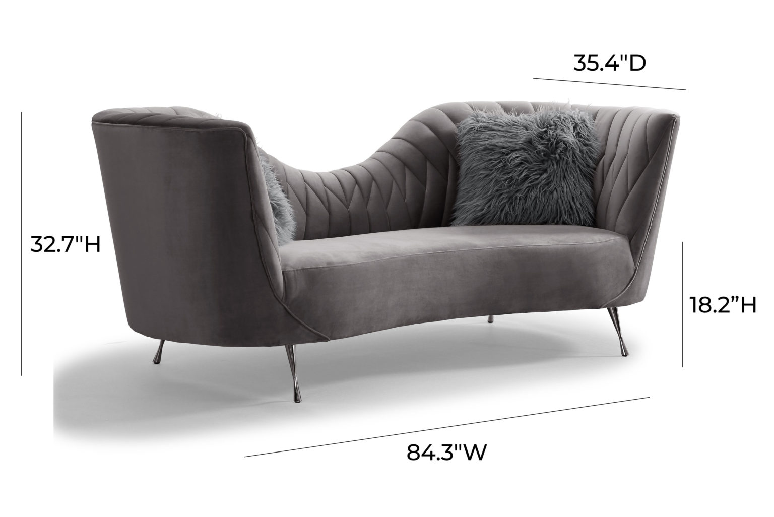 EVA GREY VELVET SOFA - Michele Pelafas