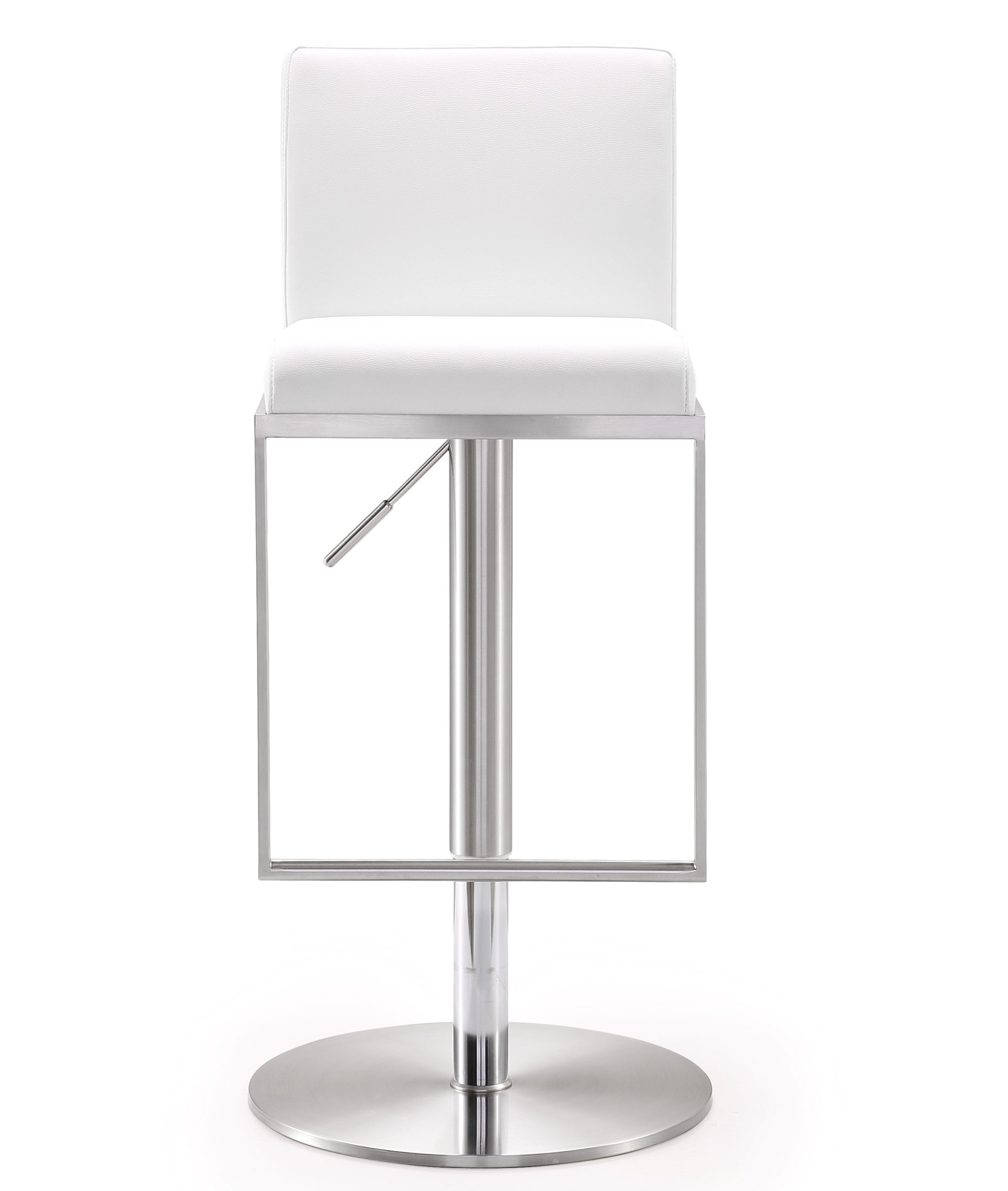 Adorna White Stainless Steel Adjustable Barstool Michele Pelafas